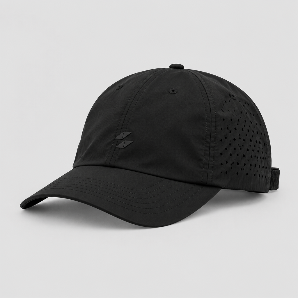 Black Sapphire Records athletic performance cap with tonal front logo