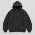 Oversized faded black Sapphire Records hoodie with small tonal chest logo